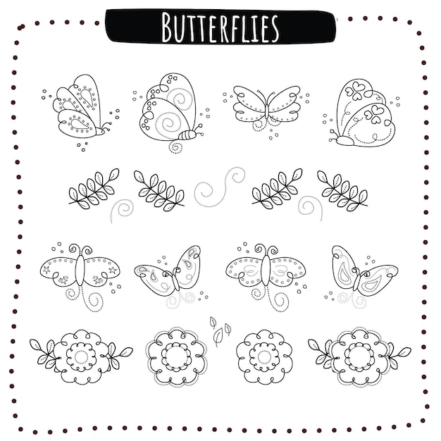 Outlined Butterflies