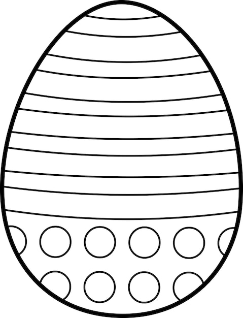 Outlined Cartoon Painted Easter Egg Vector Hand Drawn Illustration