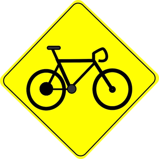 Outlined image of yellow and black image of road symbol isolated on transparent background