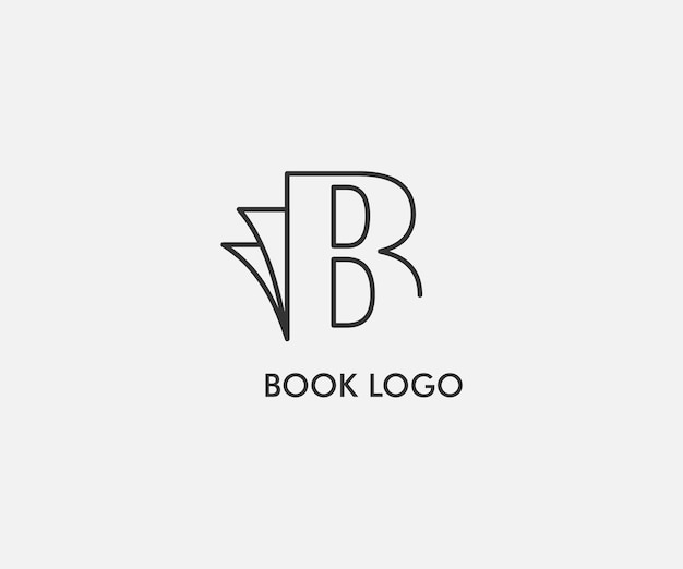 Outlined logotype letter B book store logo design template usable for online store