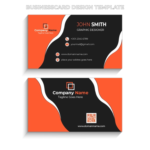 Vector outstanding black and orange modern business card design template