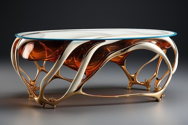 Oval coffee table on a white background 3d rendering