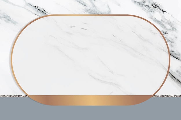 Oval frame on white marble textured background vector