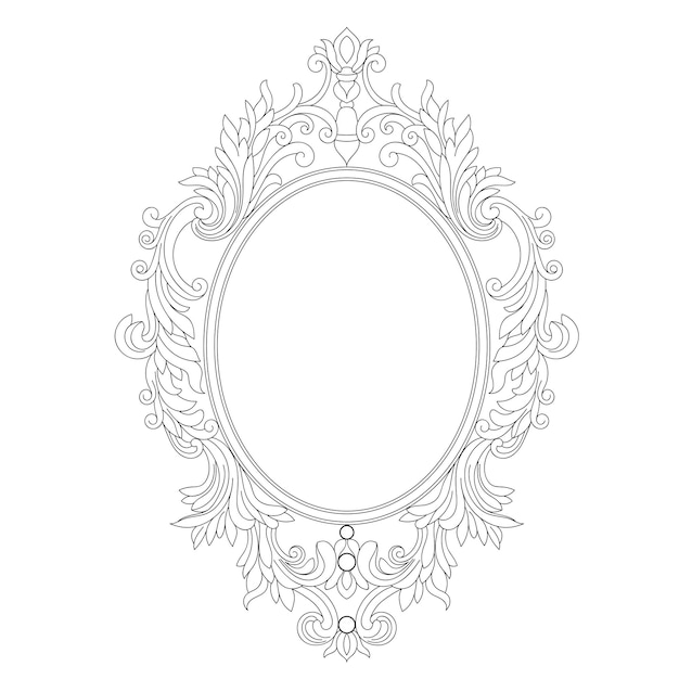 Oval vintage frame. Vector.