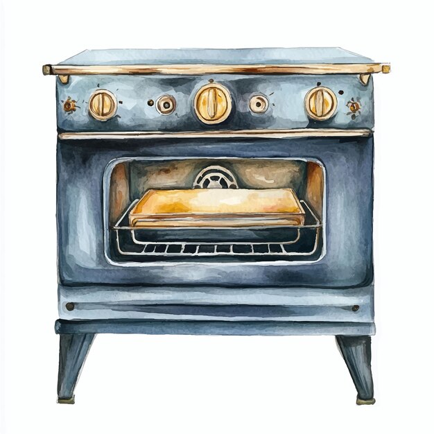 Vector oven watercolor clipart illustration isolated