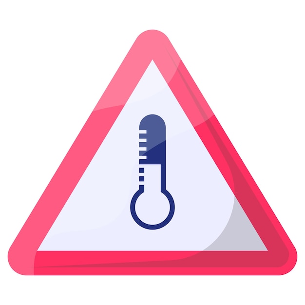 Overheating Red Triangle Concept, High temperature Warning Vector Icon Design, Modern traffic guide