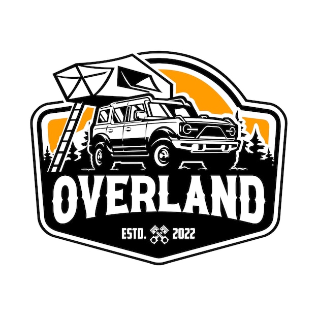 Vector overland adventure camper truck emblem badge ready made logo template set vector