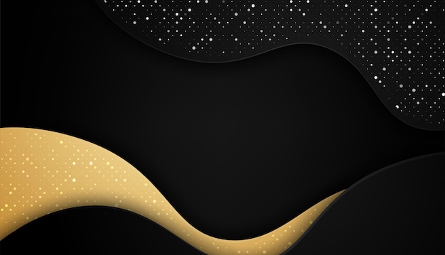 Overlap shape abstract gold black frame layout design tech with glitters and light effect