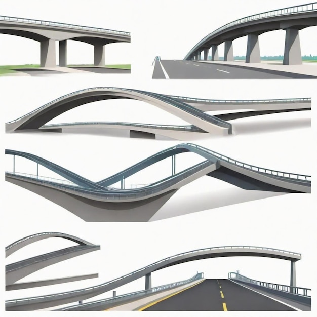 Overpass vector set White background isolated