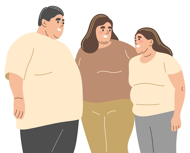 An overweight family Fat mom dad and daughter