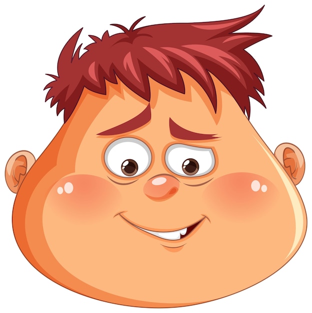 Overweight Man Head with Sneer Face