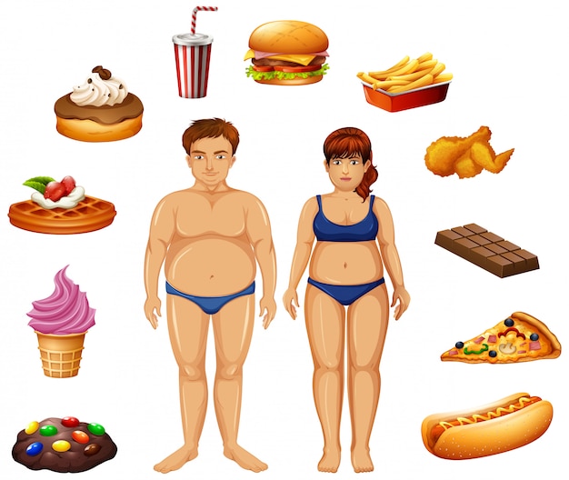 Overweight people with unhealthy food