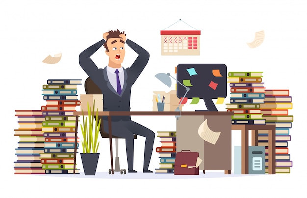 Overworked businessman illustration