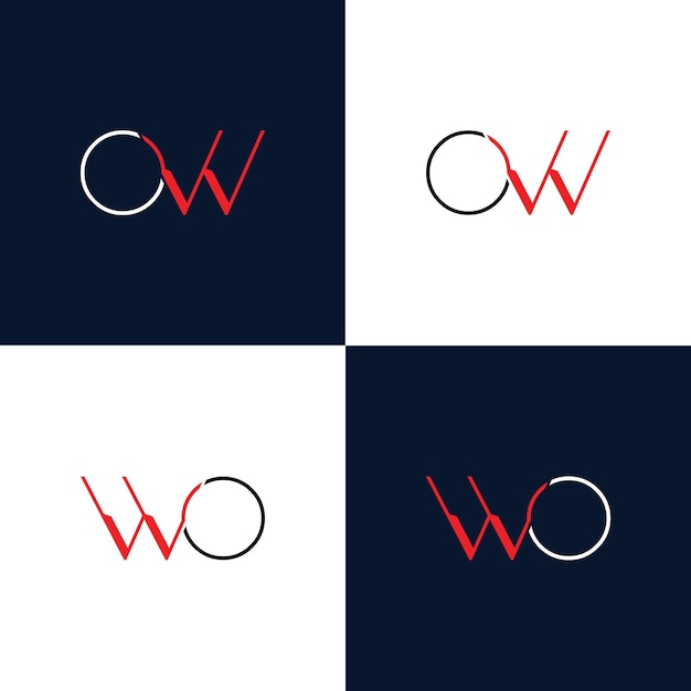 OW or WO Front logo design, simple vector illustration.