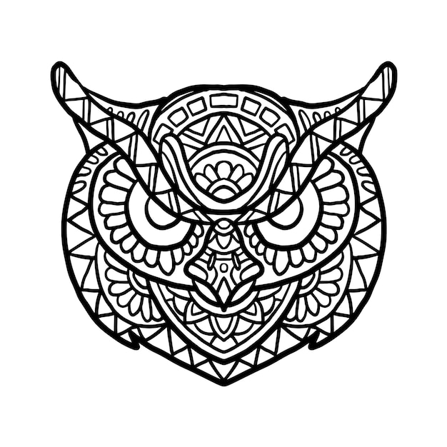 Owl Animal Head Zen Doodle Coloring Page