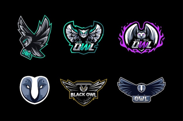 Owl bird logo mascot collection design