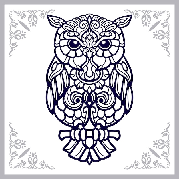 Owl bird mandala arts isolated on white background