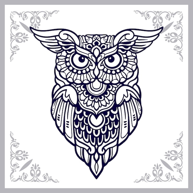 Owl bird mandala arts isolated on white background