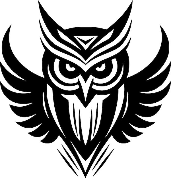 Owl Black and White Isolated Icon Vector illustration