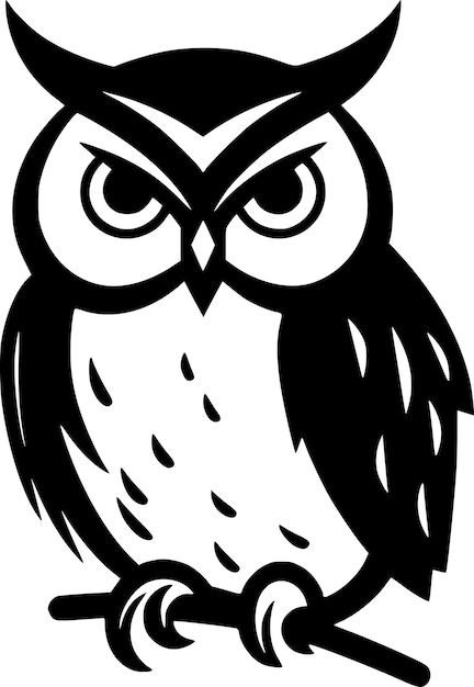 Owl Black and White Isolated Icon Vector illustration