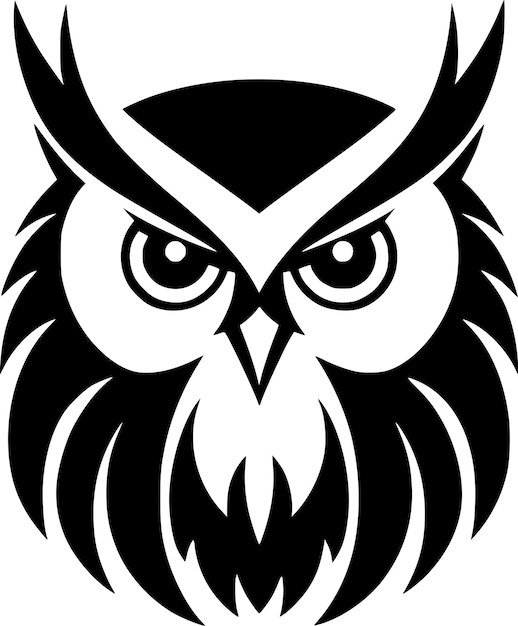 Owl Black and White Isolated Icon Vector illustration