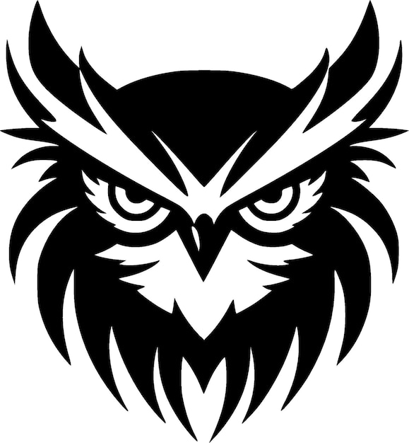 Owl Black and White Vector illustration