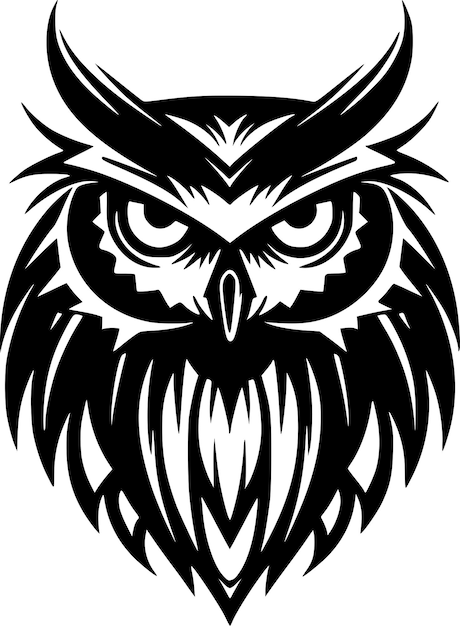 Owl Black and White Vector illustration