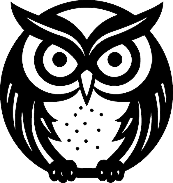 Owl Black and White Vector illustration