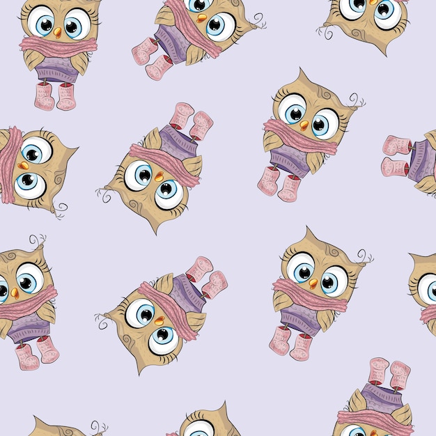 owl cartoon background texture owl bird seamless pattern childrens Wallpapers