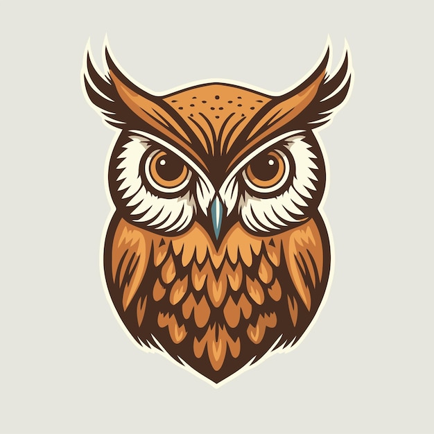 Owl cartoon flat color vector poster abstract owl wall art print background