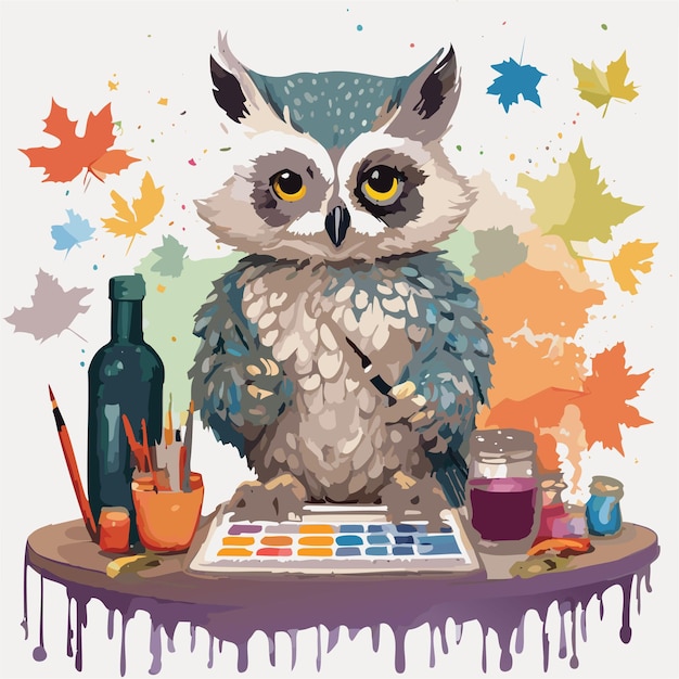 Vector owl coloring vector illustration logo