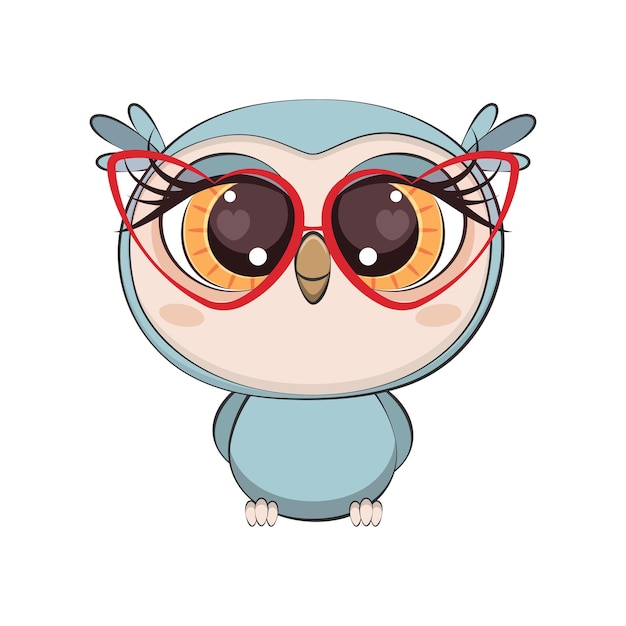 Owl cute cartoon for print design. Wildlife animals. Cute cartoon character.