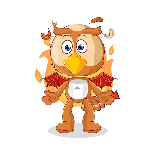 Owl demon with wings character cartoon mascot vector