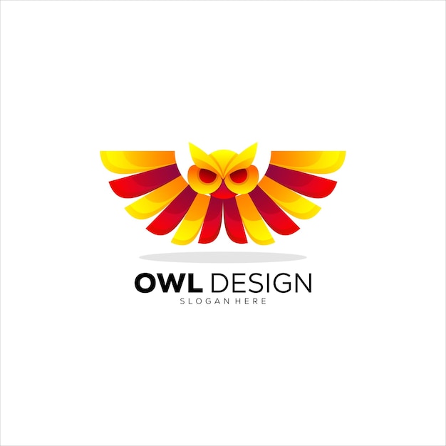 Owl design logo vector gradient colorful