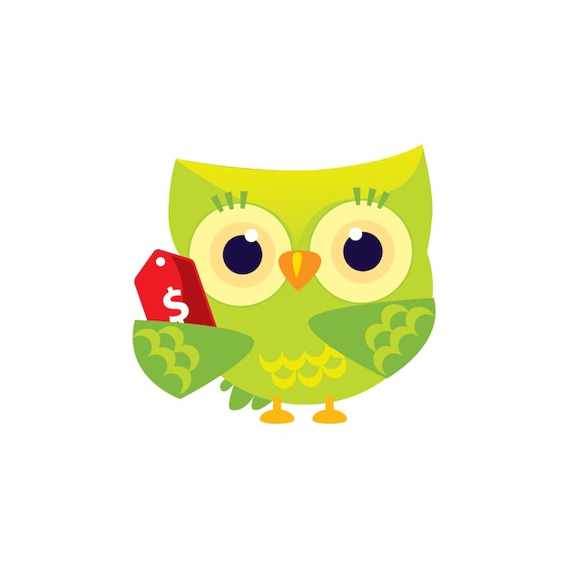 owl discount ticket character flat vector element