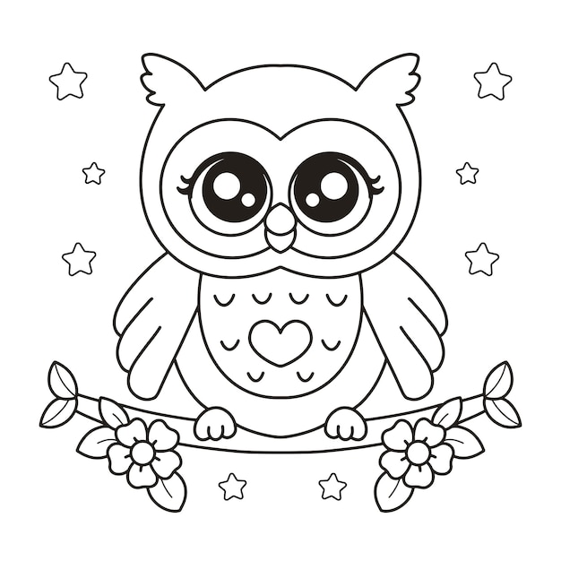 Owl drawing printable coloring page