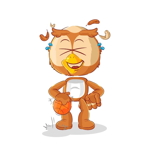 Owl dribble basketball character cartoon mascot vector