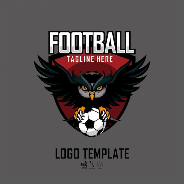 OWL FOOT BALL LOGO TEMPLATE WITH A GRAY BACKGROUND