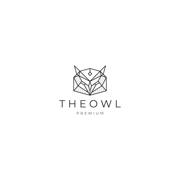 Owl head geometric logo icon design template