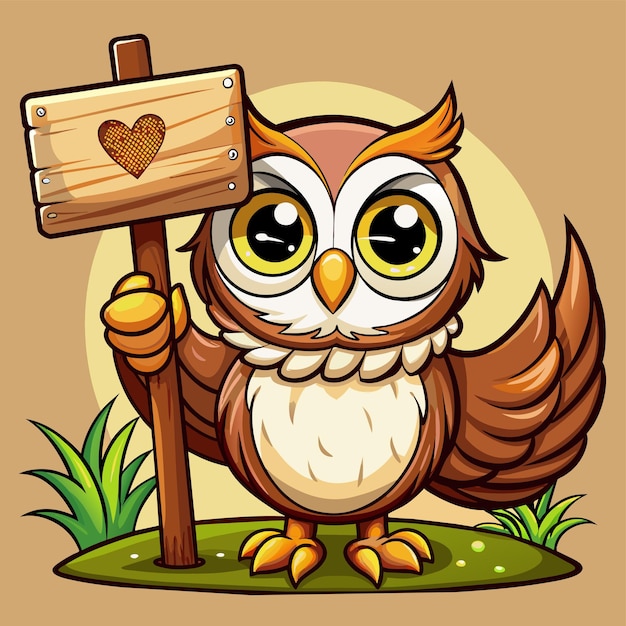 Vector an owl holding a sign that says quot owl quot on it