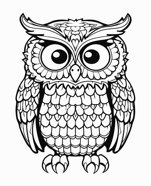 Vector owl illustration owl coloring book