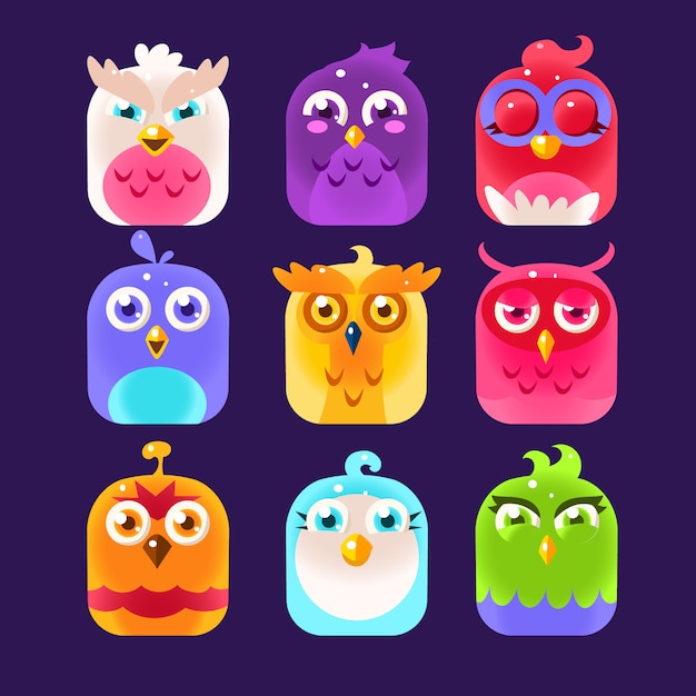 Owl illustration set