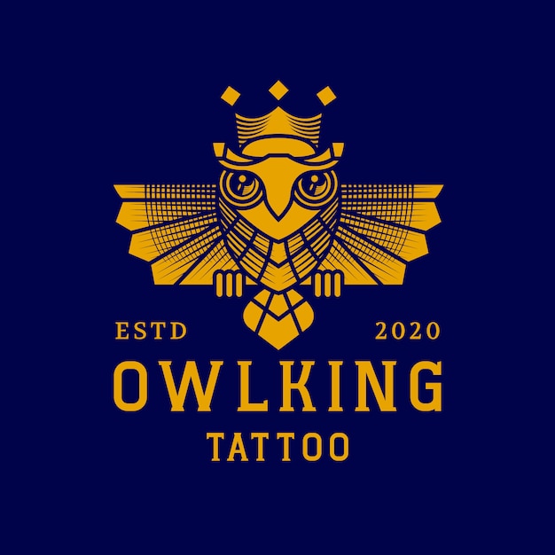 Owl king single color logo design