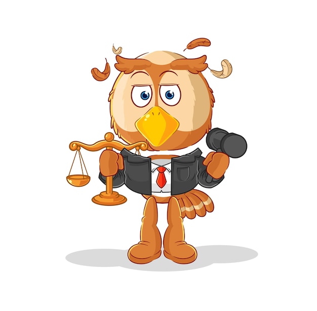 Owl lawyer cartoon cartoon mascot vector