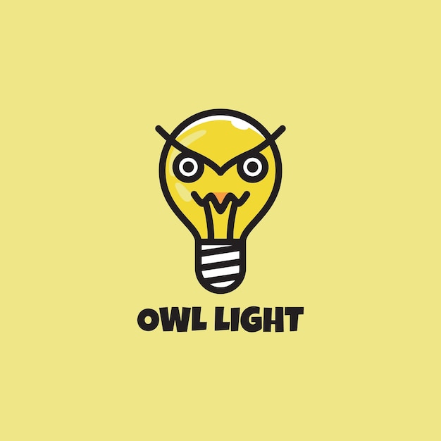 Owl Light Logo Design Vector