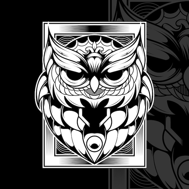 Owl line art vector illustrations