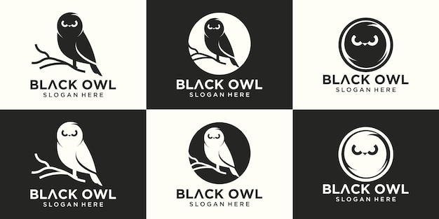 Owl logo design set owl logo vector icon simple and creative owl logo design vector