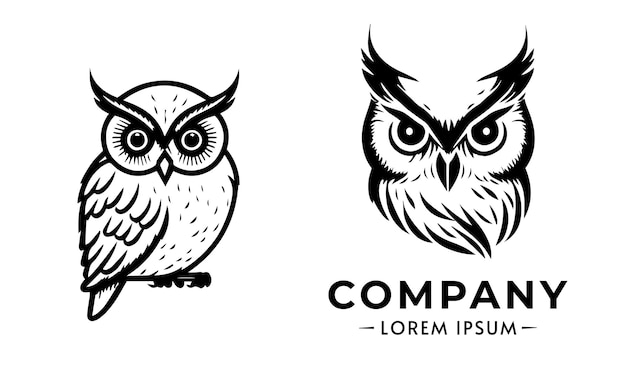 Owl logo set Owl logo vector silhouette