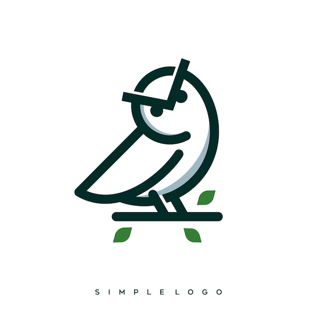 Owl logo standing on a tree. Logos are available in vector form. Linear style.