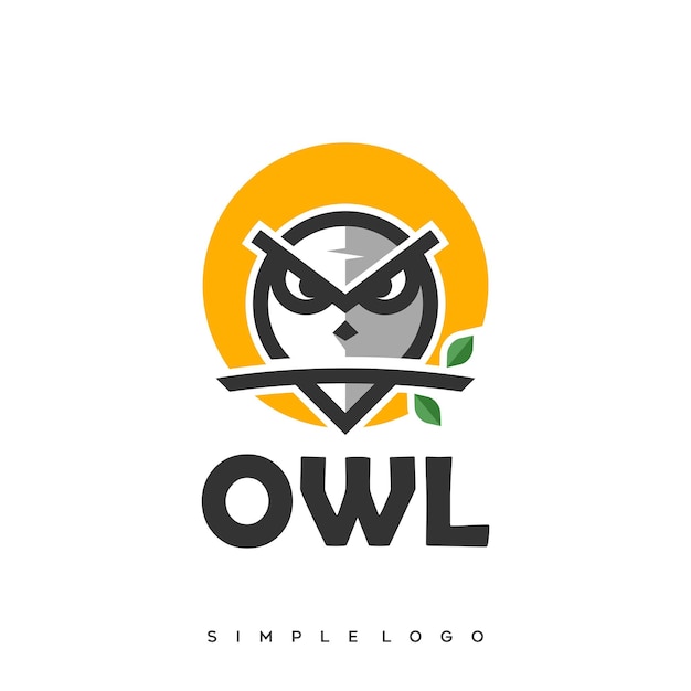 Owl logo standing on a tree. Logos are available in vector form. Linear style.